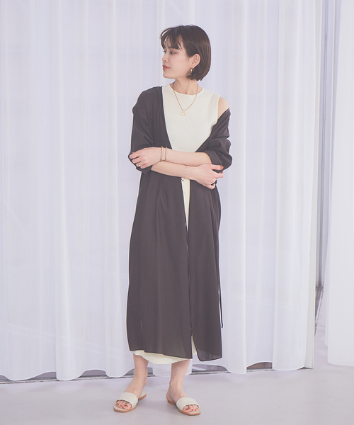 FONCE(フォンセ)の「キュプラカシュクールガウン★(トレンチコート・レディース・ベージュ/ブラウン・フリー)」の8枚目の写真