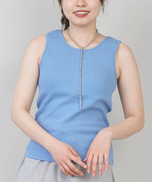 SPINNS（スピンズ）の「カラータンクトップ（タンクトップ・レディース・グリーン/アイボリー/オレンジ/ブルー/ブラック・ONESIZE）」の15枚目の写真