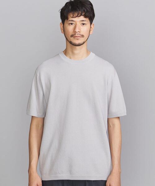 BEAUTY&YOUTH UNITED ARROWS（ビューティーアンドユースユナイテッドアローズ）の「BY ガスコットン ダイアゴナル ニットT（ニット/セーター・メンズ・ライトグレー/ブラック/ベージュ・SMALL/MEDIUM/LARGE/X-LARGE）」の4枚目の写真