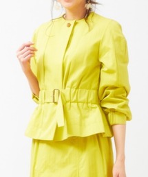 ギャバジンノーカラーブルゾン