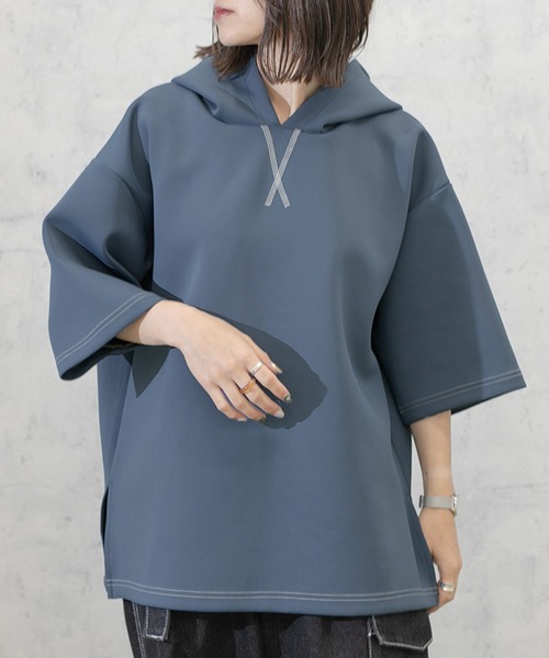 PairPair（ペアペア）の「BIGダンボールパーカー（ユニセックス）（パーカー・レディース・ベージュ/オフホワイト/ブルー・MEDIUM/LARGE）」の13枚目の写真