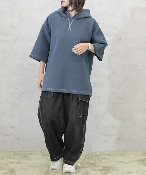 PairPair（ペアペア）の「BIGダンボールパーカー（ユニセックス）（パーカー・レディース・ベージュ/オフホワイト/ブルー・MEDIUM/LARGE）」の12枚目の写真