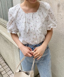 ビックカラーフリルブラウス