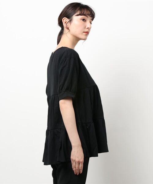 ehka sopo（エヘカソポ）の「ティアードチュニックプルオーバー（Tシャツ/カットソー・レディース・ブラック/パープル/オフホワイト・ﾌﾘ-）」の5枚目の写真