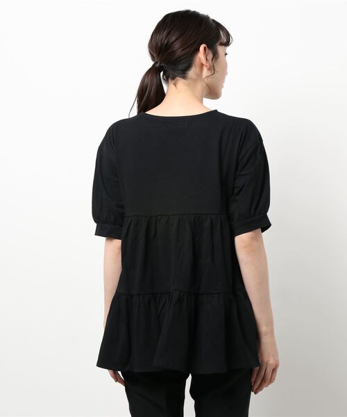 ehka sopo（エヘカソポ）の「ティアードチュニックプルオーバー（Tシャツ/カットソー・レディース・ブラック/パープル/オフホワイト・ﾌﾘ-）」の4枚目の写真