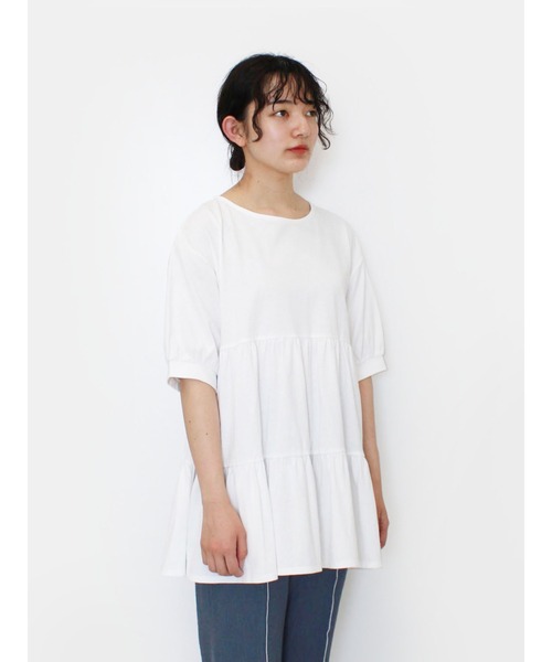 ehka sopo（エヘカソポ）の「ティアードチュニックプルオーバー（Tシャツ/カットソー・レディース・ブラック/パープル/オフホワイト・ﾌﾘ-）」の2枚目の写真