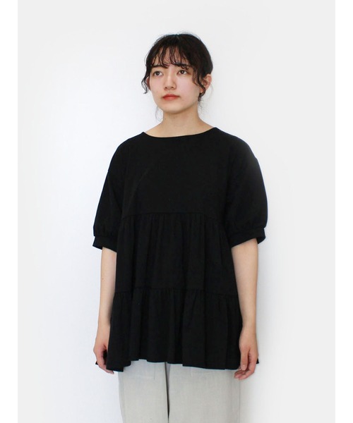 ehka sopo（エヘカソポ）の「ティアードチュニックプルオーバー（Tシャツ/カットソー・レディース・ブラック/パープル/オフホワイト・ﾌﾘ-）」の3枚目の写真