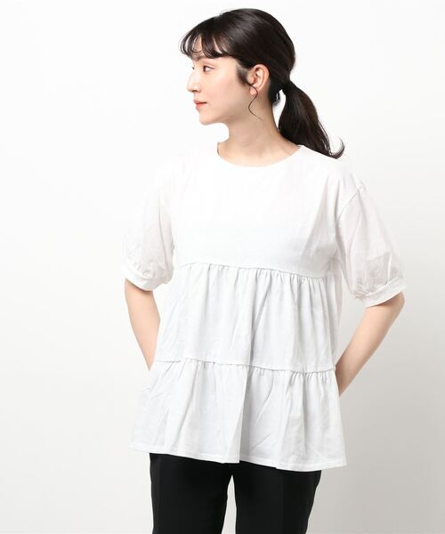 ehka sopo（エヘカソポ）の「ティアードチュニックプルオーバー（Tシャツ/カットソー・レディース・ブラック/パープル/オフホワイト・ﾌﾘ-）」の6枚目の写真