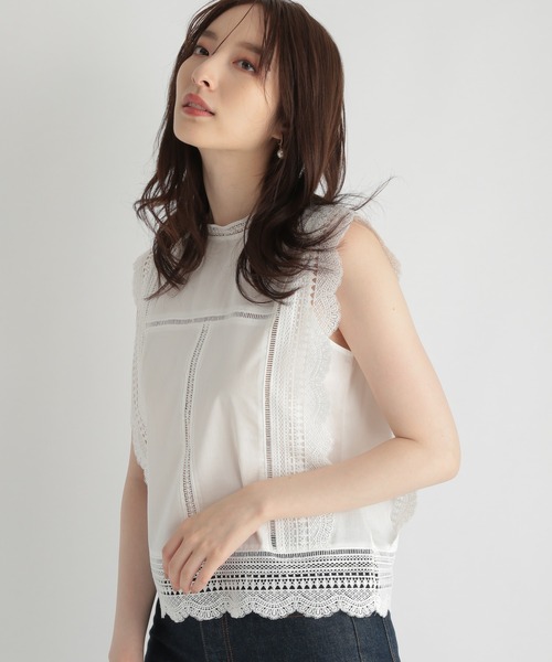 Andemiu（アンデミュウ）の「レースキリカエノースリブラウス956179（シャツ/ブラウス・レディース・オフホワイト/ブラック/オレンジ・FREE）」の5枚目の写真