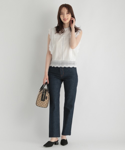 Andemiu（アンデミュウ）の「レースキリカエノースリブラウス956179（シャツ/ブラウス・レディース・オフホワイト/ブラック/オレンジ・FREE）」の7枚目の写真