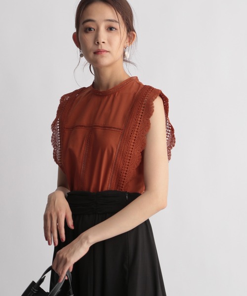 Andemiu（アンデミュウ）の「レースキリカエノースリブラウス956179（シャツ/ブラウス・レディース・オフホワイト/ブラック/オレンジ・FREE）」の8枚目の写真