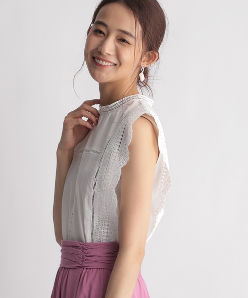 Andemiu（アンデミュウ）の「レースキリカエノースリブラウス956179（シャツ/ブラウス・レディース・オフホワイト/ブラック/オレンジ・FREE）」の12枚目の写真