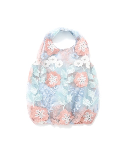 チュールバッグ ライトオレンジ×ライトブルー（エコバッグ/サブバッグ