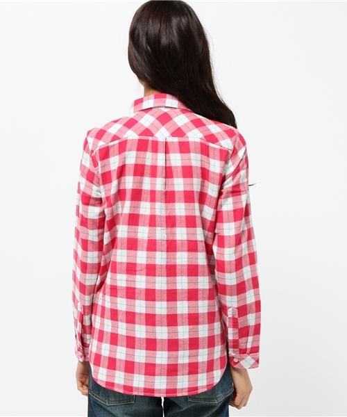 coen(コーエン)の「ダブルガーゼブロックチェック柄シャツ(シャツ/ブラウス・レディース・ケリー/ネイビー/ピンク・LARGE/MEDIUM)」の6枚目の写真