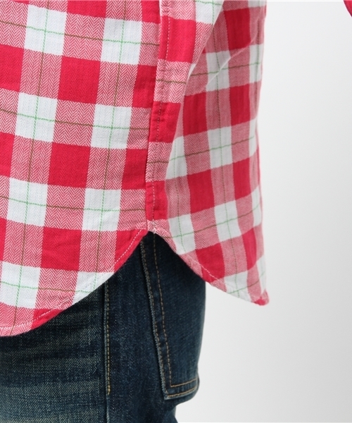coen(コーエン)の「ダブルガーゼブロックチェック柄シャツ(シャツ/ブラウス・レディース・ケリー/ネイビー/ピンク・LARGE/MEDIUM)」の12枚目の写真