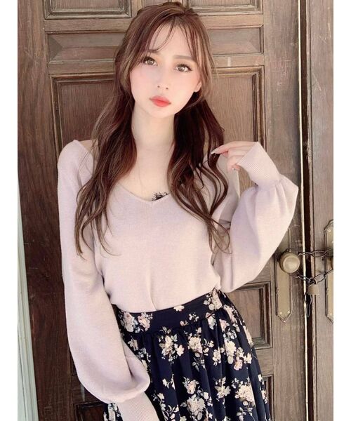 RESEXXY（リゼクシー）の「レースキャミセットニットトップス（ニット/セーター・レディース・グリーン/ベージュ/ブラック/ホワイト・FREE）」の9枚目の写真