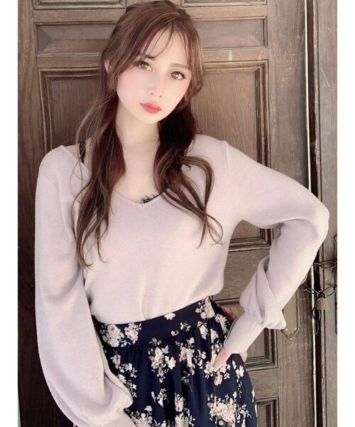 RESEXXY（リゼクシー）の「レースキャミセットニットトップス（ニット/セーター・レディース・グリーン/ベージュ/ブラック/ホワイト・FREE）」の10枚目の写真