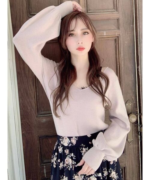 RESEXXY（リゼクシー）の「レースキャミセットニットトップス（ニット/セーター・レディース・グリーン/ベージュ/ブラック/ホワイト・FREE）」の11枚目の写真