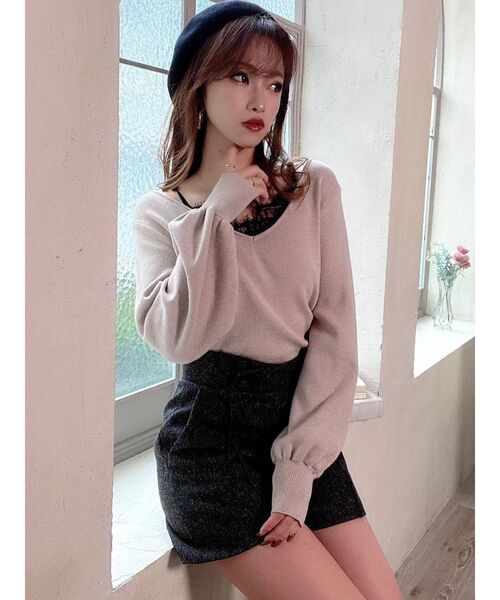 RESEXXY（リゼクシー）の「レースキャミセットニットトップス（ニット/セーター・レディース・グリーン/ベージュ/ブラック/ホワイト・FREE）」の18枚目の写真