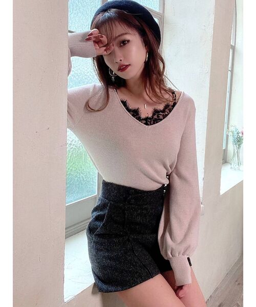 RESEXXY（リゼクシー）の「レースキャミセットニットトップス（ニット/セーター・レディース・グリーン/ベージュ/ブラック/ホワイト・FREE）」の17枚目の写真