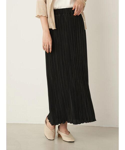 earth music&ecology（アースミュージックアンドエコロジー）の「シャイニープリーツカットスカート ＊（スカート・レディース・ブラック/グリーン/その他6/ライトベージュ・FREE）」の5枚目の写真