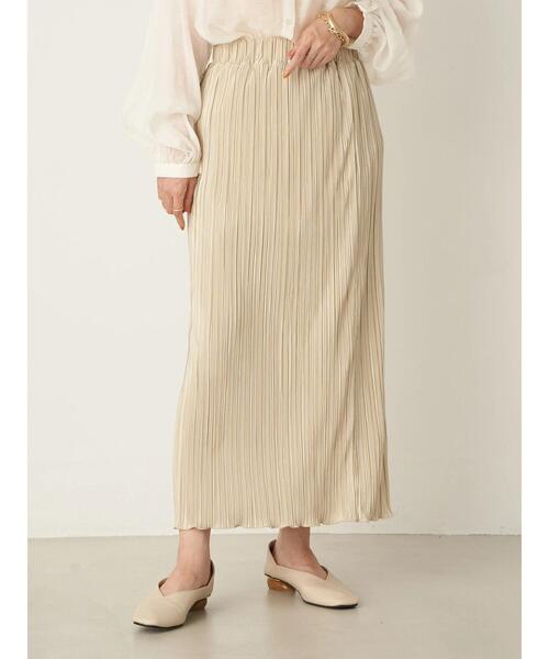 earth music&ecology（アースミュージックアンドエコロジー）の「シャイニープリーツカットスカート ＊（スカート・レディース・ブラック/グリーン/その他6/ライトベージュ・FREE）」の6枚目の写真