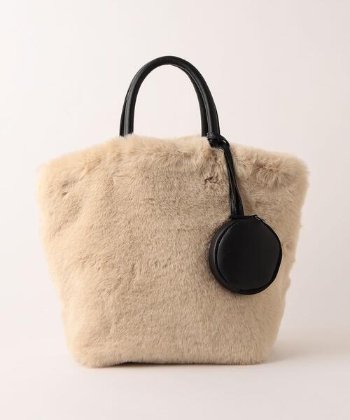 green label relaxing(グリーンレーベルリラクシング)の「NEW FUR エコバッグ付き 2WAY バッグ(トートバッグ・レディース・ブラック/ベージュ/グレー/オフホワイト・FREE)」の5枚目の写真