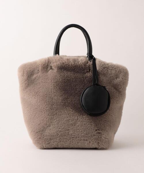green label relaxing(グリーンレーベルリラクシング)の「NEW FUR エコバッグ付き 2WAY バッグ(トートバッグ・レディース・ブラック/ベージュ/グレー/オフホワイト・FREE)」の8枚目の写真
