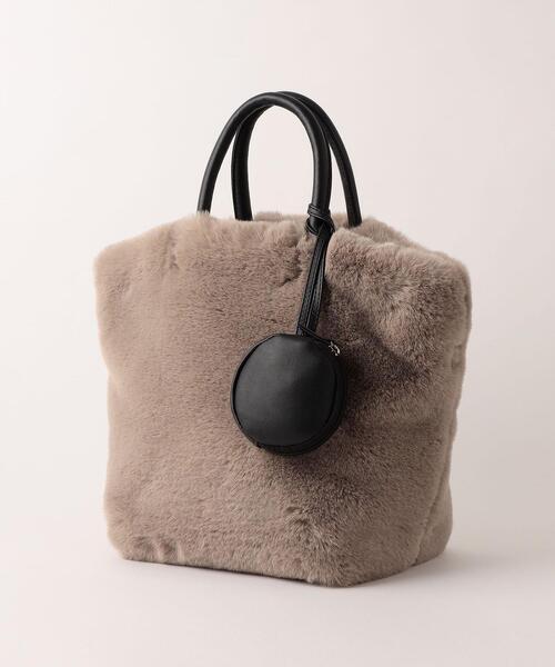 green label relaxing(グリーンレーベルリラクシング)の「NEW FUR エコバッグ付き 2WAY バッグ(トートバッグ・レディース・ブラック/ベージュ/グレー/オフホワイト・FREE)」の9枚目の写真