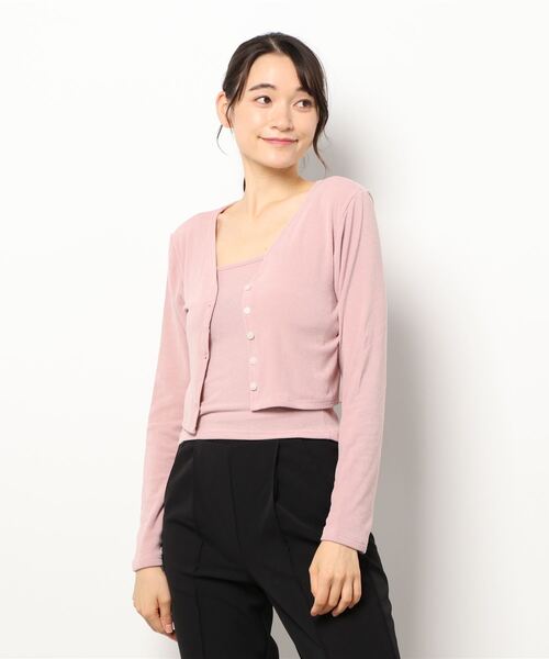 Didot.showroom（ディドット ショールーム）の「キャミソールSET Vネック長袖カーディガン（カーディガン/ボレロ・レディース・アイボリー/ブラック/ベージュ/ピンク/グリーン・FREE）」の18枚目の写真