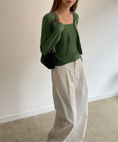 Didot.showroom（ディドット ショールーム）の「キャミソールSET Vネック長袖カーディガン（カーディガン/ボレロ・レディース・アイボリー/ブラック/ベージュ/ピンク/グリーン・FREE）」の13枚目の写真