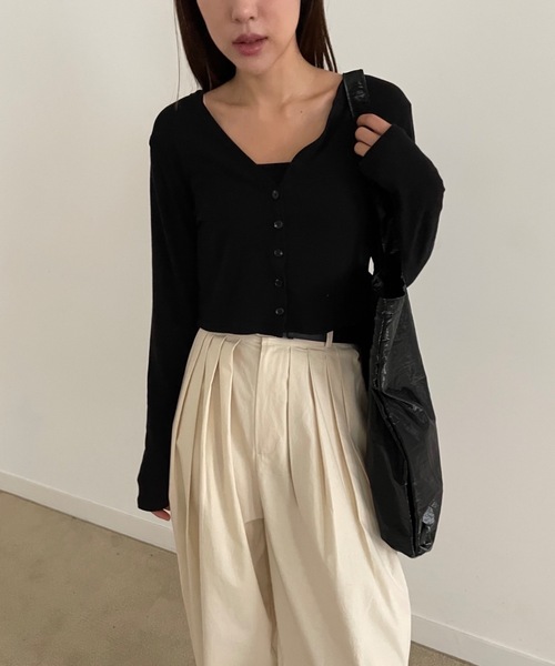 Didot.showroom（ディドット ショールーム）の「キャミソールSET Vネック長袖カーディガン（カーディガン/ボレロ・レディース・アイボリー/ブラック/ベージュ/ピンク/グリーン・FREE）」の21枚目の写真