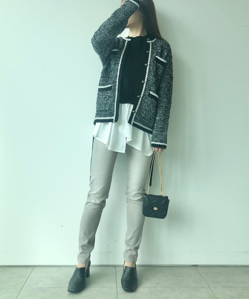 Rirandture(リランドチュール)の「ミックスツィード配色ジャケット(その他アウター・レディース・チャコールグレー/オフホワイト・1/2)」の9枚目の写真