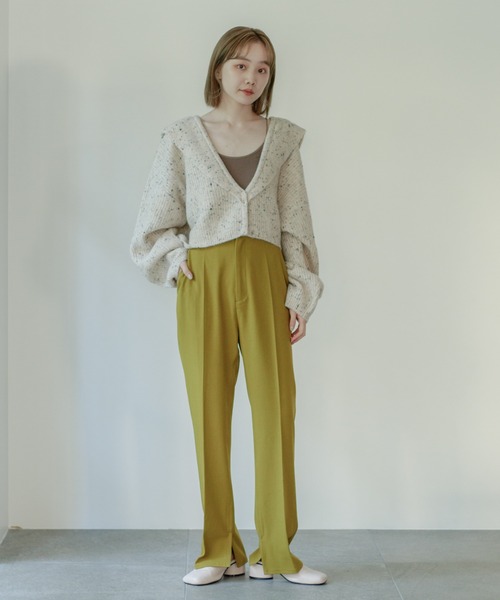 Kastane（カスタネ）の「【新色追加】ハイウエストイージースリムスラックスパンツ（スラックス・レディース・ブラック/ブラウン/ピンク/オレンジ/グリーン系その他/アイボリー/ダークグリーン・1/2/0）」の20枚目の写真