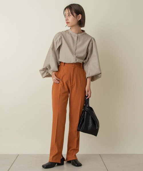 Kastane（カスタネ）の「【新色追加】ハイウエストイージースリムスラックスパンツ（スラックス・レディース・ブラック/ブラウン/ピンク/オレンジ/グリーン系その他/アイボリー/ダークグリーン・1/2/0）」の18枚目の写真