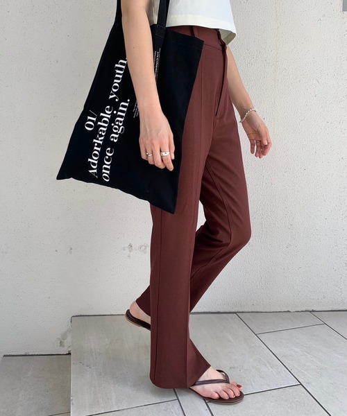 Kastane（カスタネ）の「【新色追加】ハイウエストイージースリムスラックスパンツ（スラックス・レディース・ブラック/ブラウン/ピンク/オレンジ/グリーン系その他/アイボリー/ダークグリーン・1/2/0）」の22枚目の写真