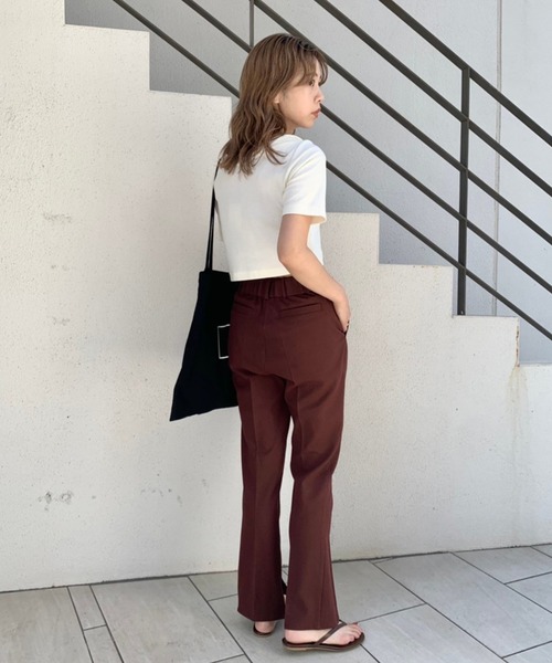 Kastane（カスタネ）の「【新色追加】ハイウエストイージースリムスラックスパンツ（スラックス・レディース・ブラック/ブラウン/ピンク/オレンジ/グリーン系その他/アイボリー/ダークグリーン・1/2/0）」の19枚目の写真