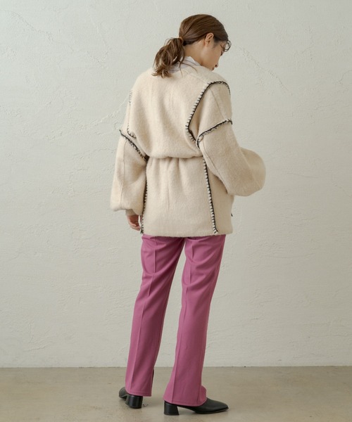 Kastane（カスタネ）の「【新色追加】ハイウエストイージースリムスラックスパンツ（スラックス・レディース・ブラック/ブラウン/ピンク/オレンジ/グリーン系その他/アイボリー/ダークグリーン・1/2/0）」の12枚目の写真