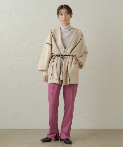 Kastane（カスタネ）の「【新色追加】ハイウエストイージースリムスラックスパンツ（スラックス・レディース・ブラック/ブラウン/ピンク/オレンジ/グリーン系その他/アイボリー/ダークグリーン・1/2/0）」の9枚目の写真