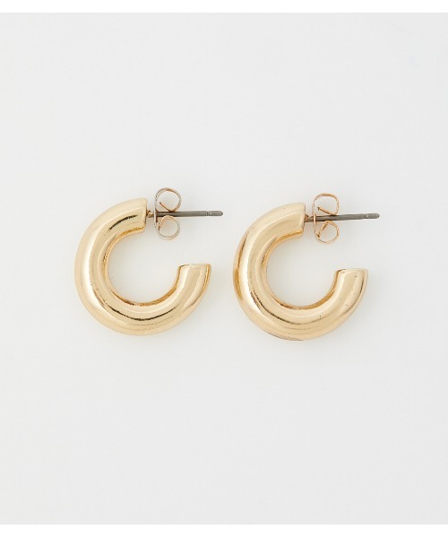 AZUL by moussy(アズールバイマウジー)の「WIDE METAL MINI HOOP EARRINGS/ワイドメタルミニフープピアス(ピアス(両耳用)・レディース・シルバー/ゴールド系その他・FREE)」の2枚目の写真