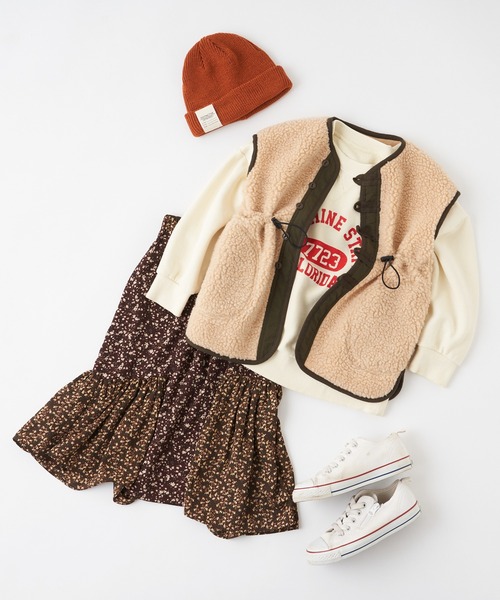 CIAOPANIC TYPY（チャオパニックティピー）の「【KIDS】ミリタリーパイピングボアベスト（ベスト・キッズ・ブラウン/ベージュ・SMALL/MEDIUM/LARGE/X-LARGE/XX-LARGE）」の3枚目の写真