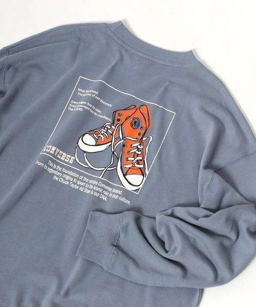 CONVERSE（コンバース）の「CONVERSE/コンバース シューズバックプリント BIGスエットトレーナー（スウェット・レディース・ホワイト/ブラック/ベージュ/ブルー/グリーン・M/L/XL）」の5枚目の写真