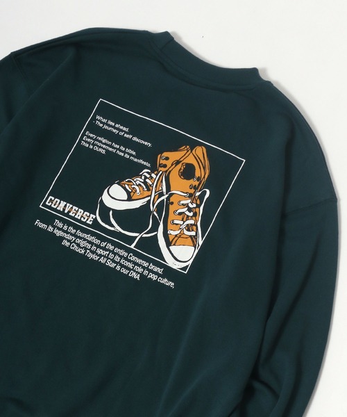 CONVERSE（コンバース）の「CONVERSE/コンバース シューズバックプリント BIGスエットトレーナー（スウェット・レディース・ホワイト/ブラック/ベージュ/ブルー/グリーン・M/L/XL）」の2枚目の写真