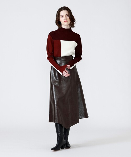 LOVELESS（ラブレス）の「ブロッキング 2フェイスタートル（ニット/セーター・レディース・ブラック/グレー/ベージュ系その他/レッド系その他・36/34）」の9枚目の写真