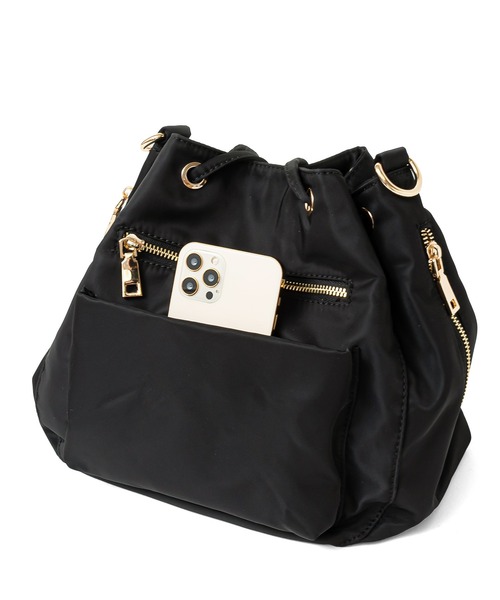 セール】10ポケット巾着ショルダーバッグ クロスボディバッグ