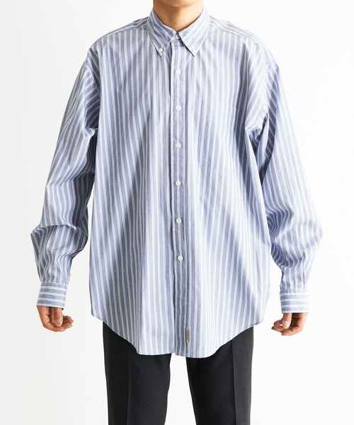 And A(アンドエー)の「SEDAN ALL-PURPOSE セダンオールパーパス / Poplin Stripe Big BD Shirt ポプリン ストライプ ボタンダウン オーバーサイズシャツ / SD22S-SH01(シャツ/ブラウス・メンズ・ブルー/ネイビー・XX-LARGE/X-LARGE/LARGE)」の8枚目の写真