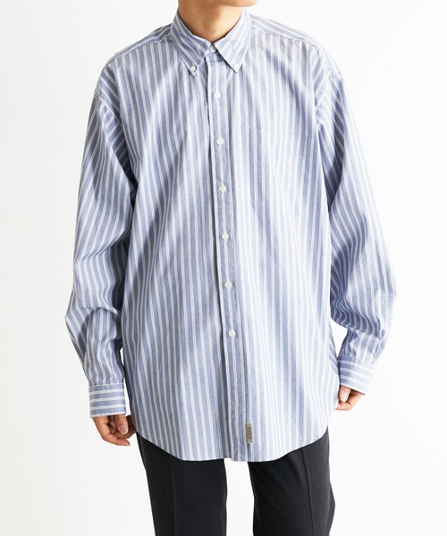 And A(アンドエー)の「SEDAN ALL-PURPOSE セダンオールパーパス / Poplin Stripe Big BD Shirt ポプリン ストライプ ボタンダウン オーバーサイズシャツ / SD22S-SH01(シャツ/ブラウス・メンズ・ブルー/ネイビー・XX-LARGE/X-LARGE/LARGE)」の7枚目の写真