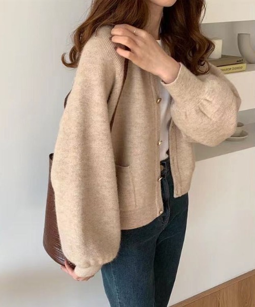 Diosfront（ディオスフロント）の「バルーンスリーブカーディガン（カーディガン/ボレロ・レディース・モカ/ベージュ/カーキ・FREE）」の4枚目の写真