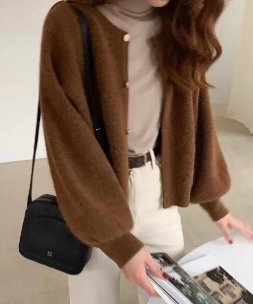 Diosfront（ディオスフロント）の「バルーンスリーブカーディガン（カーディガン/ボレロ・レディース・モカ/ベージュ/カーキ・FREE）」の5枚目の写真