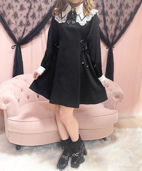 ROJITA（ロジータ）の「フリル衿Wレースアップワンピース（ワンピース